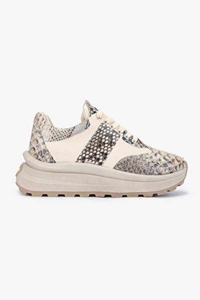 Valmenti Lyra Kadın Bej yılan Hakiki Deri Sneakers & Spor Ayakkabı