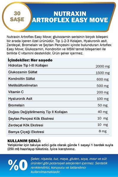 Nutraxin Easy Move Artroflex - 2 Pieces of 30 Sachets (Glucosamine, MSM, Chondroitin, Bromelain, Collagen, Okra Flower)