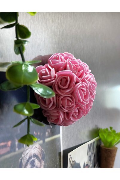 Plantarrium Design Pembe Güllü Buzdolabı Magnet Mıknatıs Dekoratif Obje