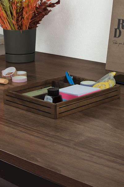 Woodsaka Walnut 3line Plain Accessory Box - 18cm x 22.9cm x 3.5cm