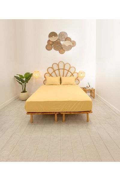 Koza Home Simena Elastic Sheet Set Cotton Amber 9524a