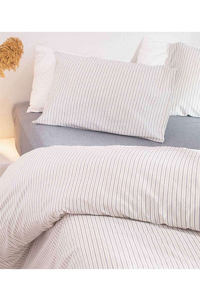 Koza Home Viento Duvet Cover Set Cotton Ecru Blue Striped Blue Double 200x220 9510a
