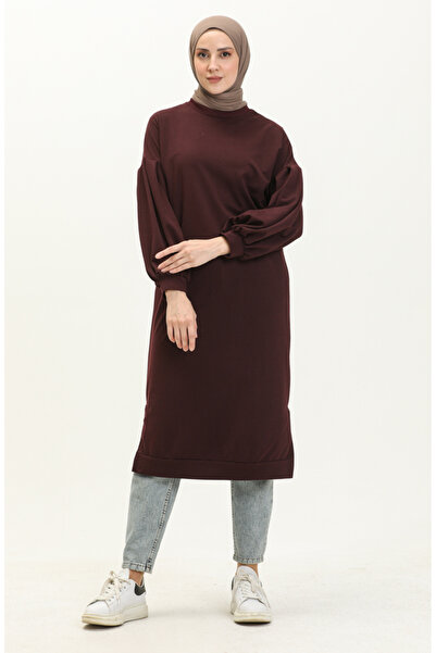 sefamerve Balon Kol Uzun Tunik 3031-14 Mürdüm