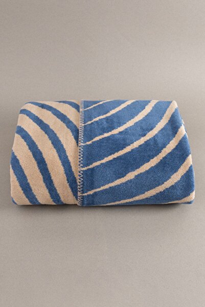 Koza Home Twin Battaniye Soft Pamuklu Çift Kişilik Battaniye Kahve Mavi 200 x 220 5037A