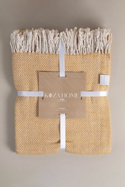 Koza Home Suez Hardal Beyaz Renkli Yün Tek Kişilik Battaniyesi 91251