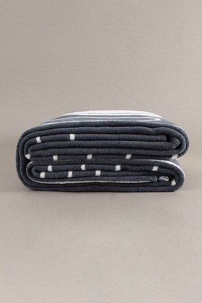 Koza Home Twin Blanket Soft Cotton Single Blanket Anthracite Cream 150 x 200 5026A
