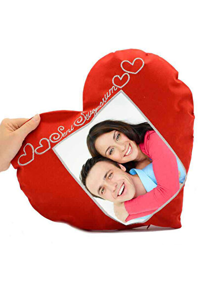 Genel Markalar Kendin Tasarla Kişiye Özel Seni Seviyorum Kalp Yastık