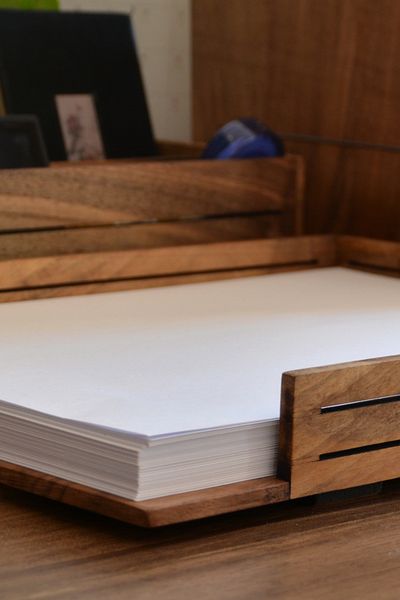 Woodsaka Walnut 3line A4 Paper and Document Tray