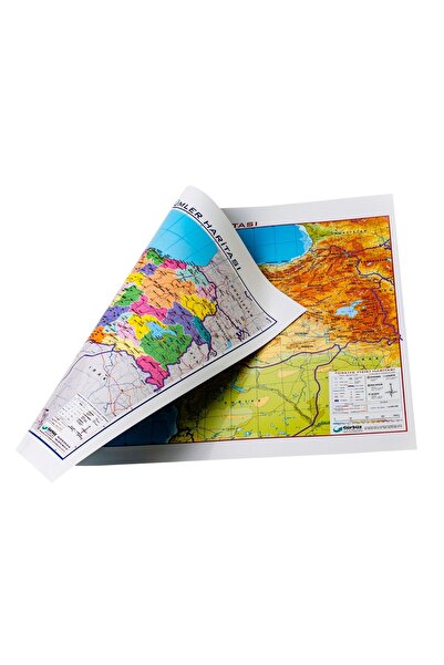 Gürbüz Yayınları Türkiye Fiziki + Siyasi (35x50) Çift Taraflı Çıtasız