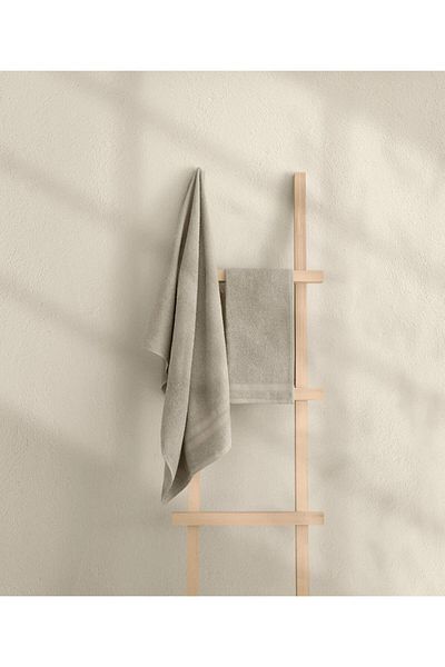 Koza Home Likya Bordered Mink 2-Piece Towel Set 1005a