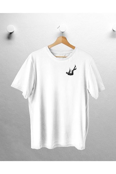 CANDEL Unisex Falling Man Printed White Oversize T-shirt