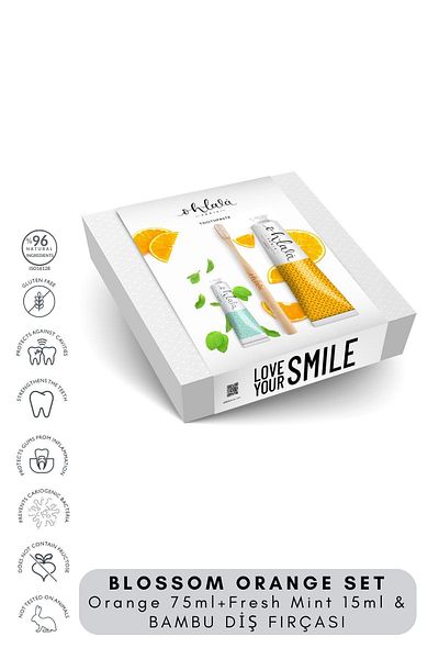 OHLALA Orange mint 75 ml + Fresh Mint 15 ml + Bamboo Toothbrush Blossom Orange Set