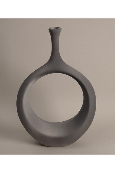 Koza Home Gray Ceramic Vase - Special Stone Texture, 10X23X35Cm, Galante 6270