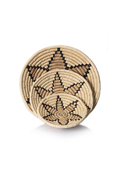 Koza Home Meander Bambu El Yapımı Kahve Yıldız Duvar Tabağı Dekoru 8903