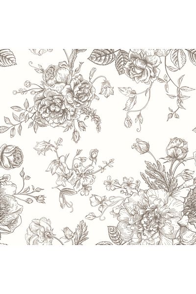 Maki Home Gray Floral Patterned 100% Cotton Double Solo - 160x200 + 2*(50x70) Elastic Sheet Set