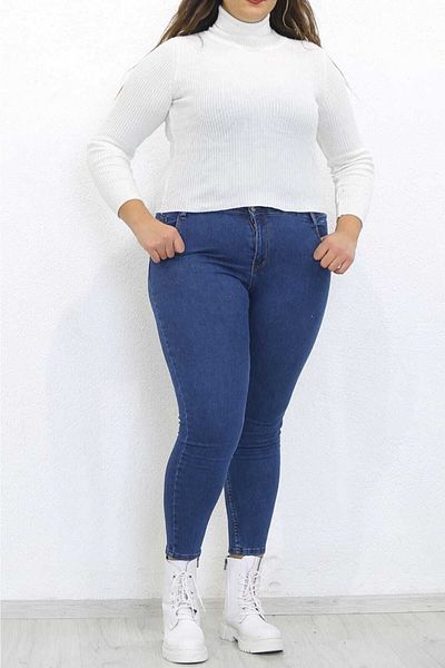 Lixera Large Size Oversize Dark Blue High Waist Lycra Jeans Trousers (DISPENDER)