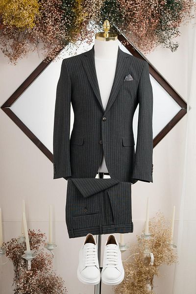 AKÇAYLAR Mono Collar Slimfit ριγέ Jogger φόρεμα - Διπλό σχιστό και Lycra