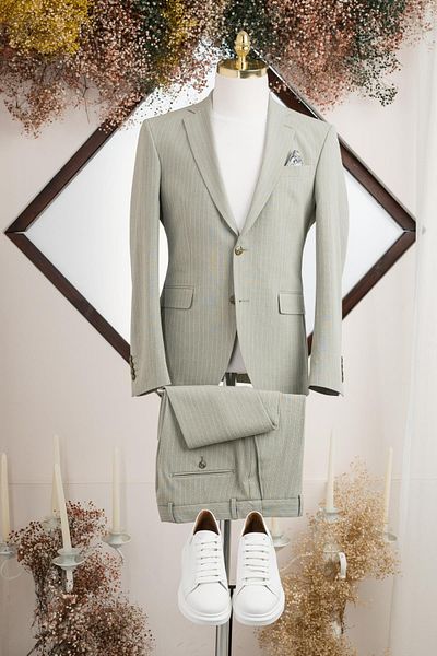 AKÇAYLAR Mono Collar Slimfit ριγέ Jogger φόρεμα - Διπλό σχιστό και Lycra