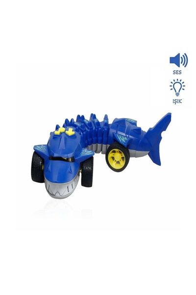 BAMTEBİ Mavi Köpek Balığı Sesli ve Işıklı Hareketli Çarp Dön Tekerlekli Köpek...