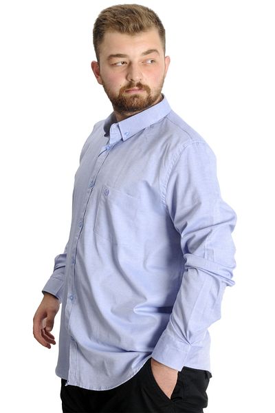 ModeXL Cămașă Oxford pentru bărbați - Buzunar cu mânecă U.S., Mărime Plus, Albastru 20366
