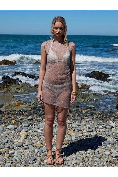 Juste Studio Sequined Mink Mini Pareo Dress