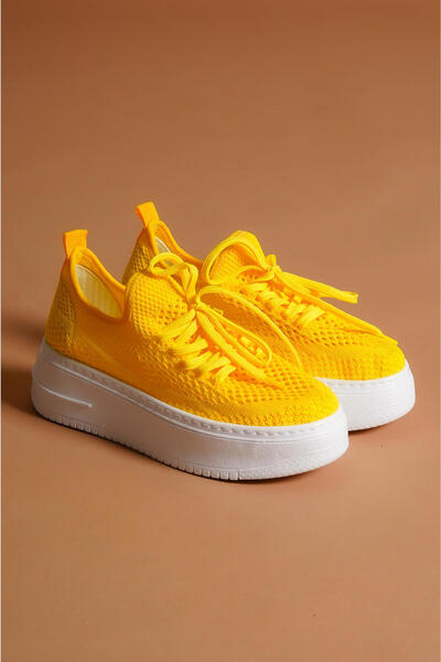 Limoya Benito Lemon Knitwear Stretch Thick-Soled Women's Sneakers, Women's Sneakers