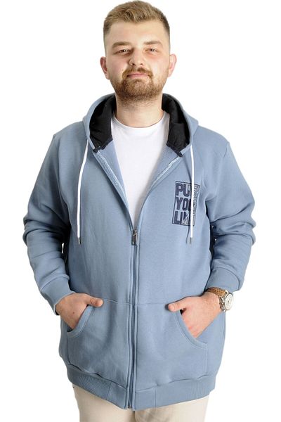 ModeXL Ανδρικό κουκούλα φούτερ - Mode XL Plus Size, Push Your Limit 23543 - Μπλε