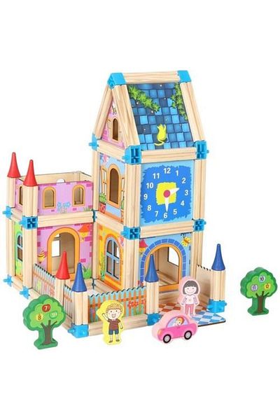 SmartFox Architectural Wooden Building Blocks 128 Pieces