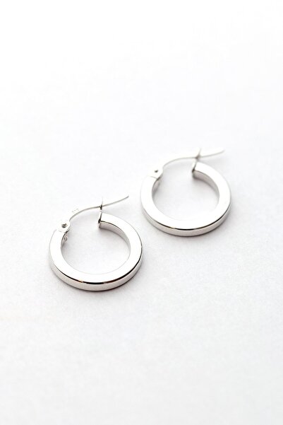 Uşaklıhafız kuyumculuk 14 Ayar Altın Beyaz Halka Küpe 1.40 cm Çap