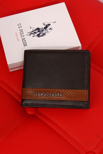 U.S. Polo Assn. ΒΑΣΗ. POLO ASSN. 24000-24002 Θήκη κάρτας πορτοφολιού από γνήσιο δέρμα - Καφέ