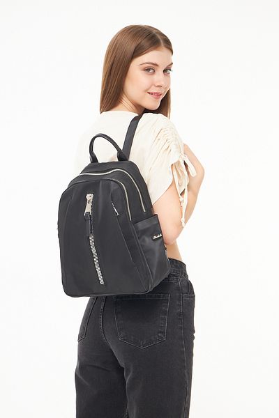 morpelikan Multi-Compartment Black Women's Backpack - Zipper Detailed