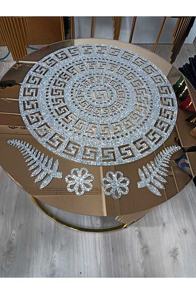 SEHARA Set husă pentru masă de cafea/1 bucată (60 cm) Așternut pentru masă de cafea, 3 bucăți (33 cm) husă de cuib/4 bucăți/argintiu argintiu