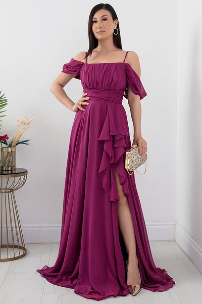 PULLIMM Rochie din șifon cu fustă cu volane și bretele - 1380