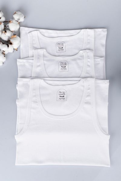 PİNUPTEX 3-Pack^100% Cotton Ribbed Men's Undershirt