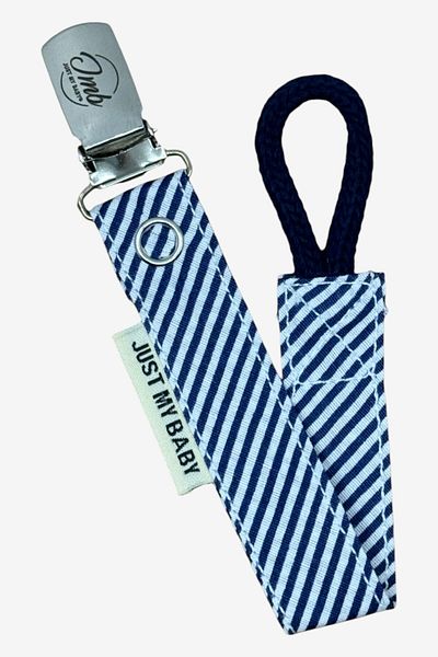 JMB Just My Baby Pacifier Straps - 3-Piece - Navy Blue Side Stripes / Beige / Brown Side Stripes - Polka Dots - Washable - Cotton
