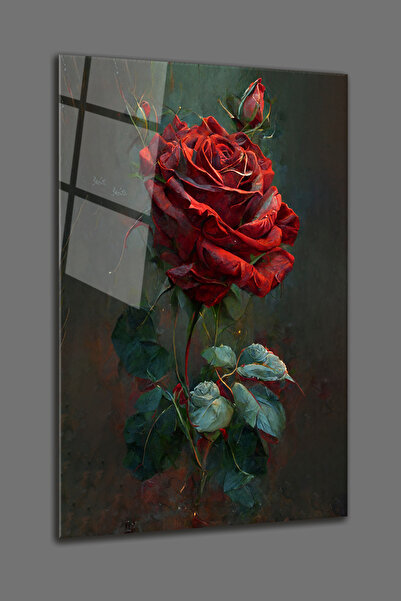 BV DEKOR ΓΥΑΛΙΝΗ ΖΩΓΡΑΦΙΚΗ ΜΕ ΣΧΕΔΙΑΣΜΟ ΚΟΚΚΙΝΟ ΤΡΙΑΝΤΑΦΥΛΛΟ - ΔΙΑΚΟΣΜΗΤΙΚΗ Μ...