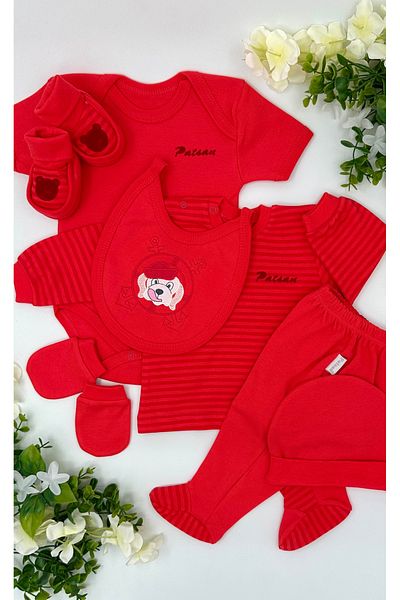 PATSAN 7-Piece Cute Cotton Baby Hospital Discharge Set - Bodysuit, Pajamas, Body, Hat, Gloves, Apron and Booties