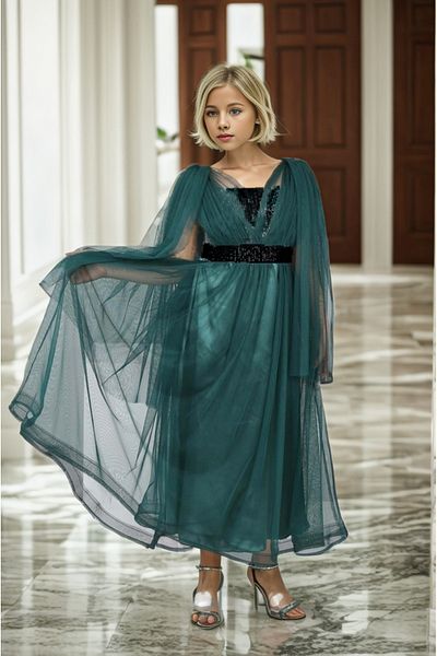Joui Co 11 Years - 14 Years Girl's Sequined Evening Dress and Outfit Dress