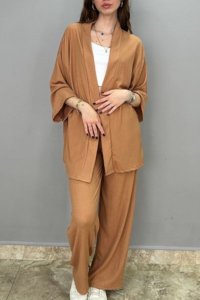 Tam Moda Set pantaloni și kimono pentru femei Mink Palazzo