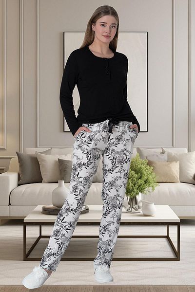 Mecit Pijama Σετ γυναικείες πιτζάμες - Μακρυμάνικο και γιακά με κουμπιά