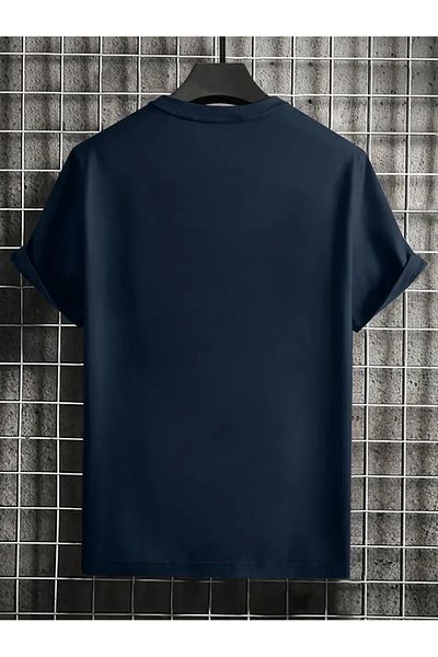 WOODROFFE Ανδρικό μπλουζάκι Oversize - Crew Neck, Dad Print, Loose Boyfriend, Μαύρο και άσπρο Navy Blue