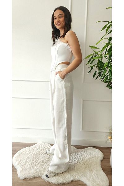 My Boutique Λεπτομερής μπλούζα από πούπουλα