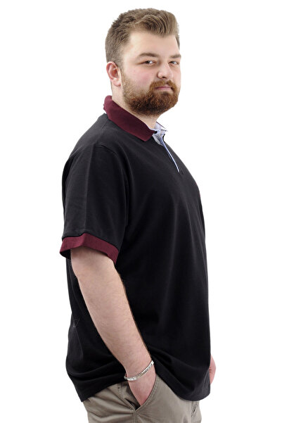 ModeXL Ανδρικό μπλουζάκι με λαιμόκοψη μεγάλου μεγέθους - Κέντημα, UNION MADE, Μαύρο U24332