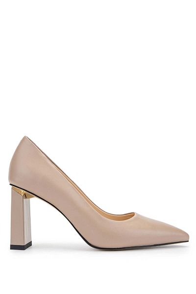 Tamer Tanca Genuine Leather Women's Mink Heeled Shoes