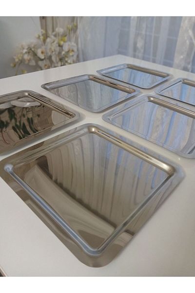 AZRAM HOUSE 6 decorative stainless steel presentation trays