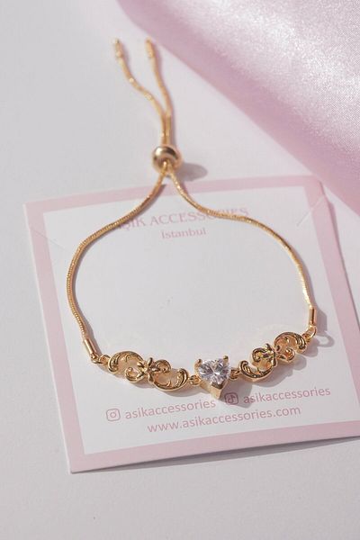 AŞIK ACCESSORIES White Heart Princess Steel Elegant Bracelet