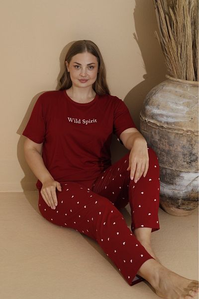 Eyfuze Plus Size Milan Fabric Pajamas Set - Short Sleeve and Printed