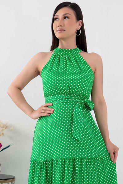 PULLIMM Φόρεμα με πουά με γιακά Halter - NY4233