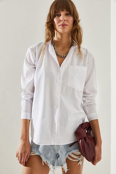 Bianco Lucci Fit Cut Single Pocket Women's Shirt -60251350