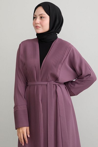 InStyle Long Dusty Rose Abaya - Πλισέ με λεπτομέρεια στο μήκος